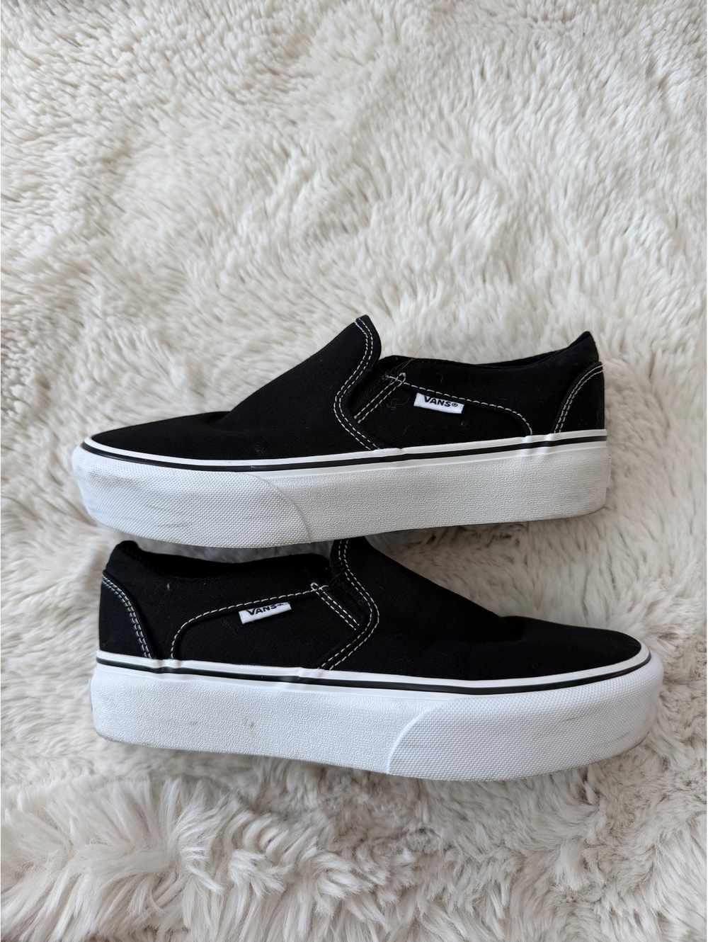 Vans Classic Slip-On Black Canvas Sneakers platform grunge alt emo